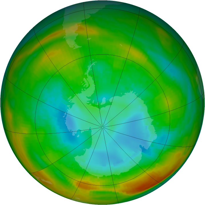 Antarctic ozone map for 23 August 1981